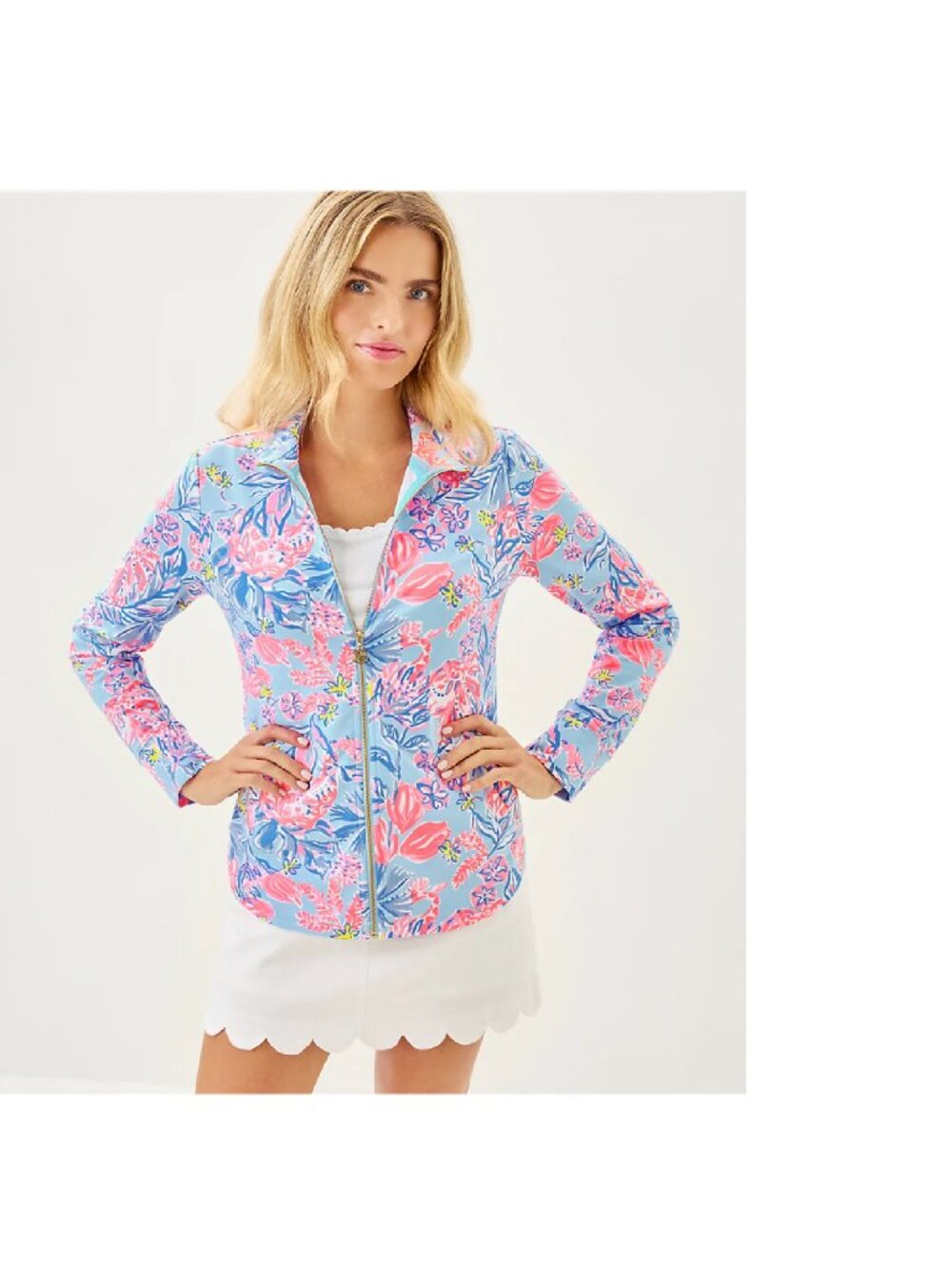 NWT Lilly Pulitzer Multi Elephant Splash  UPF 50+ Leona Zip-Up Jacket Size Small